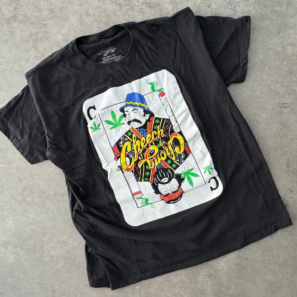 Vintage Y2K Cheech & Chong Marijuana Black Graphic Ganja Tee XXL